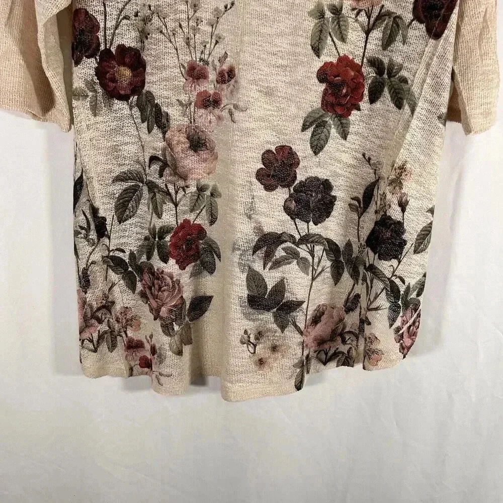 New Live in the Moment Cardigan Women's Small Beige Open Knit Short Sleeve